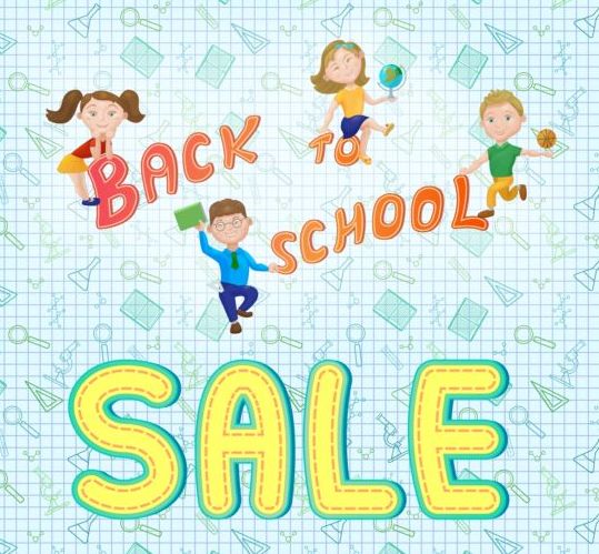 Back to school and sale background vector design 07