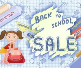 Back to school and sale background vector design 08