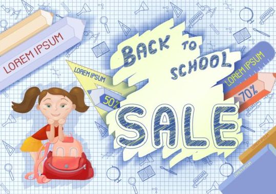 Back to school and sale background vector design 08