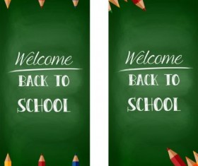 Back to school banners with colored pencils vector 01