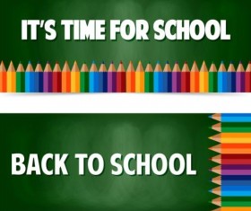 Back to school banners with colored pencils vector 02