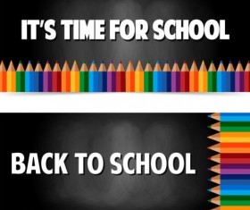 Back to school banners with colored pencils vector 03