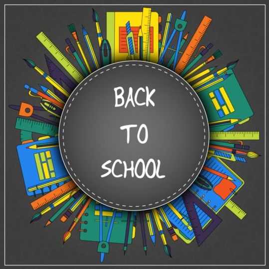 Back to school black styles background vector 01