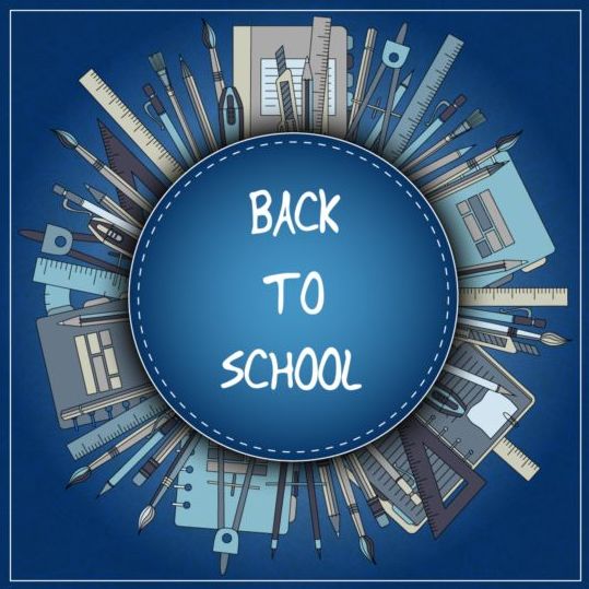 Back to school black styles background vector 02