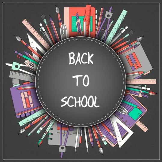Back to school black styles background vector 03