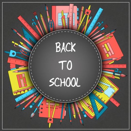 Back to school black styles background vector 04
