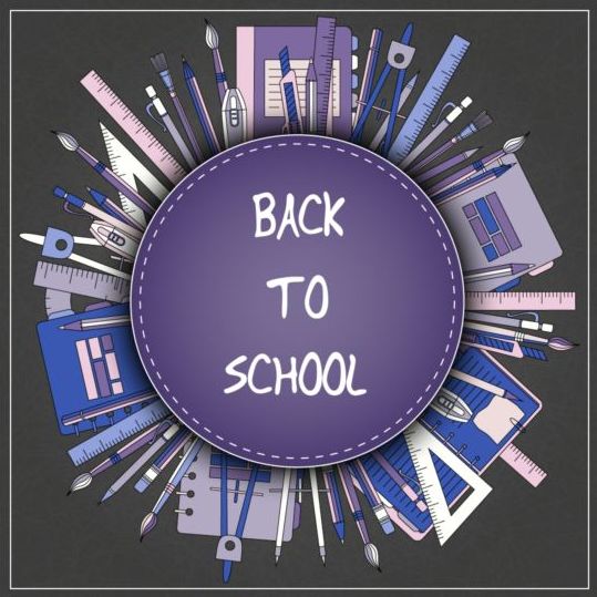 Back to school black styles background vector 05