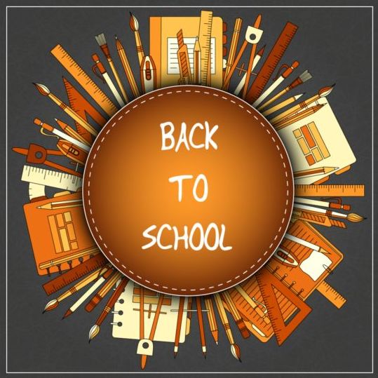 Back to school black styles background vector 06