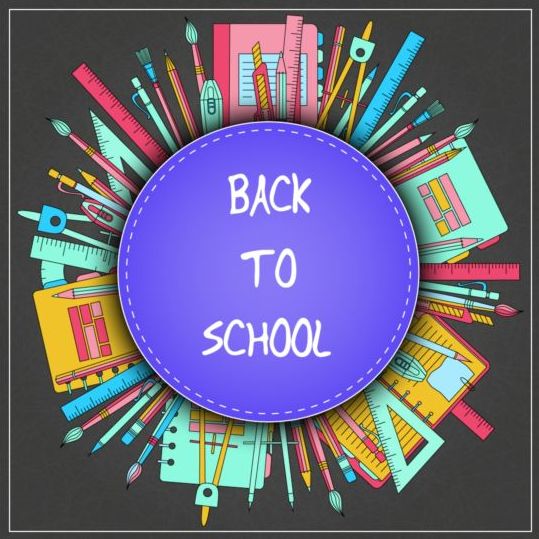 Back to school black styles background vector 07