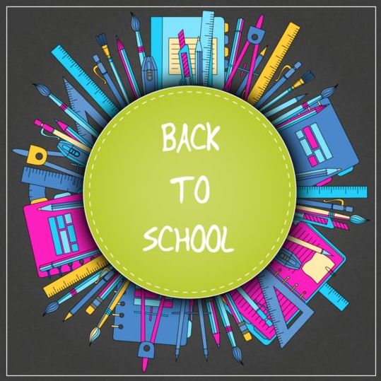 Back to school black styles background vector 08