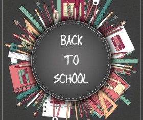 Back to school black styles background vector 09