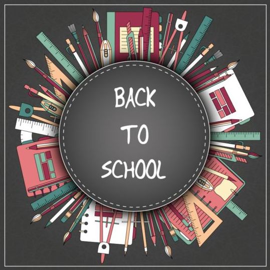 Back to school black styles background vector 09