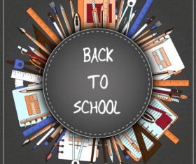 Back to school black styles background vector 10