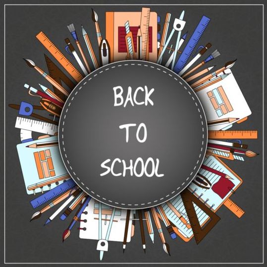 Back to school black styles background vector 10