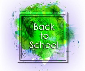 Back to school grunge background with frame vector 01