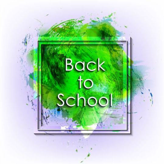 Back to school grunge background with frame vector 01