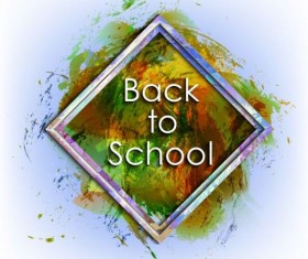 Back to school grunge background with frame vector 02