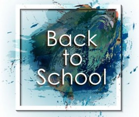 Back to school grunge background with frame vector 03