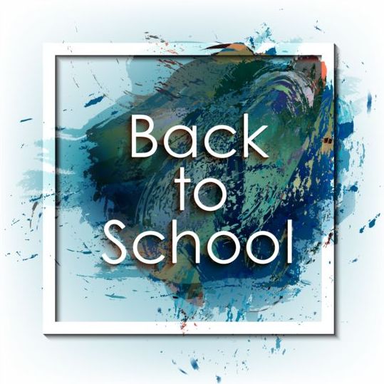 Back to school grunge background with frame vector 03