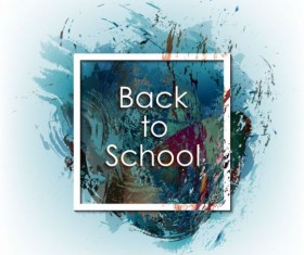 Back to school grunge background with frame vector 04