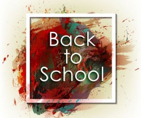 Back to school grunge background with frame vector 05