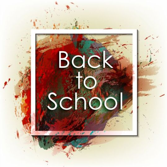 Back to school grunge background with frame vector 05