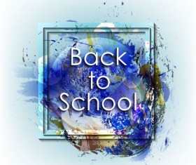 Back to school grunge background with frame vector 06