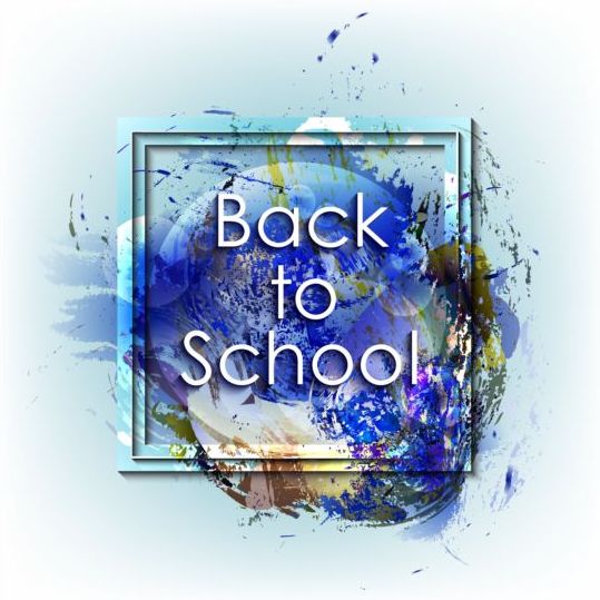 Back to school grunge background with frame vector 06