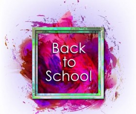 Back to school grunge background with frame vector 07