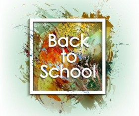 Back to school grunge background with frame vector 08