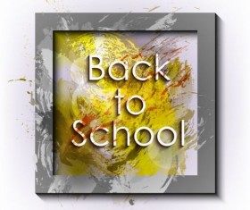 Back to school grunge background with frame vector 09