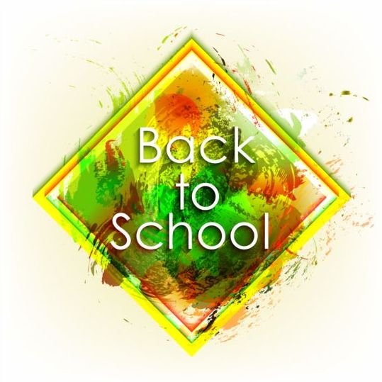Back to school grunge background with frame vector 10