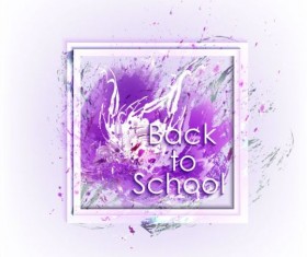 Back to school grunge background with frame vector 11