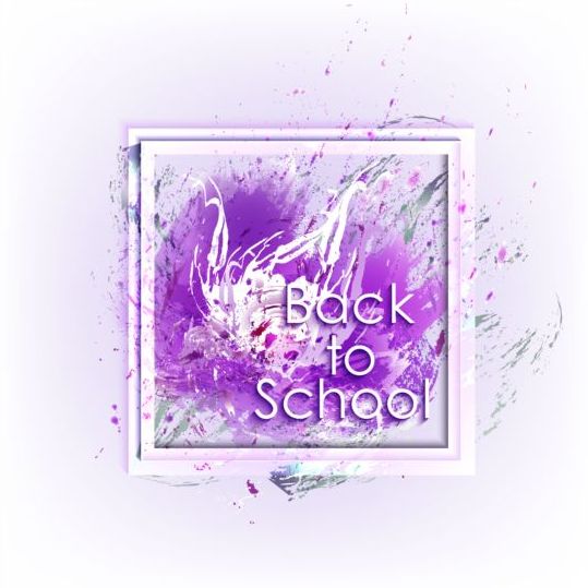 Back to school grunge background with frame vector 11