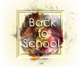 Back to school grunge background with frame vector 12