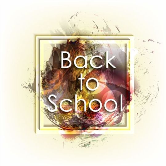 Back to school grunge background with frame vector 12
