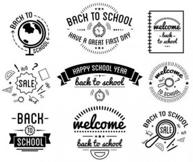 Back to school labels retro vector 01