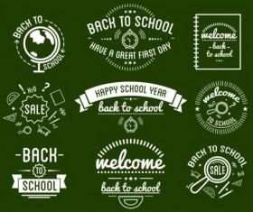 Back to school labels retro vector 02