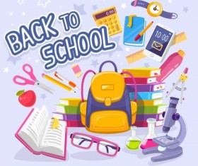 Back to school sticker with stationery vector 05