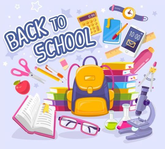Back to school sticker with stationery vector 05
