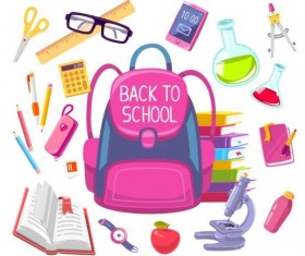 Back to school with school things vector material 02