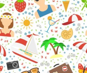 Beach summer holiday pattern seamless vector 01 free download