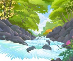 Beautiful Jungle landscape vector graphics 01