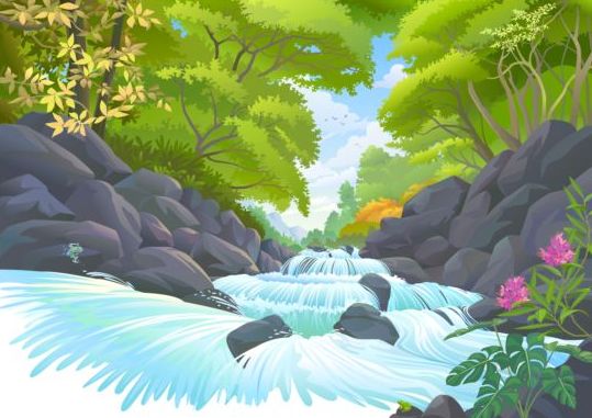 Beautiful Jungle landscape vector graphics 01