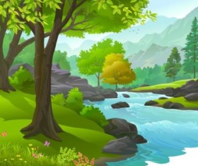 Beautiful Jungle landscape vector graphics 02