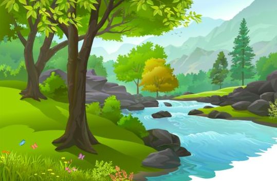Beautiful Jungle landscape vector graphics 02