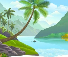 Beautiful Jungle landscape vector graphics 03