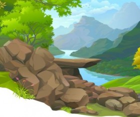 Beautiful Jungle landscape vector graphics 04