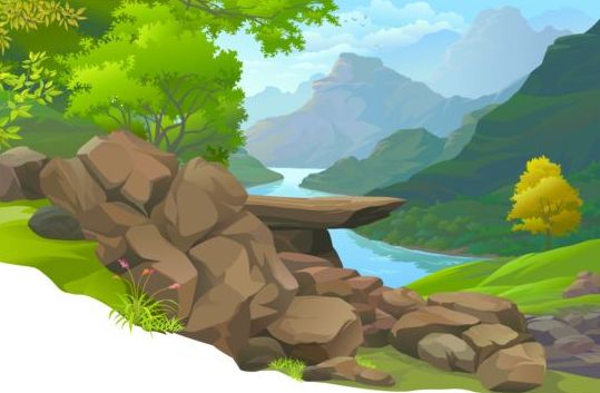 Beautiful Jungle landscape vector graphics 04