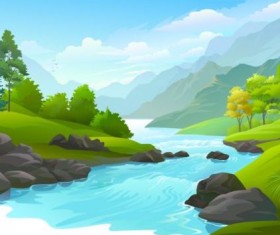 Beautiful Jungle landscape vector graphics 05